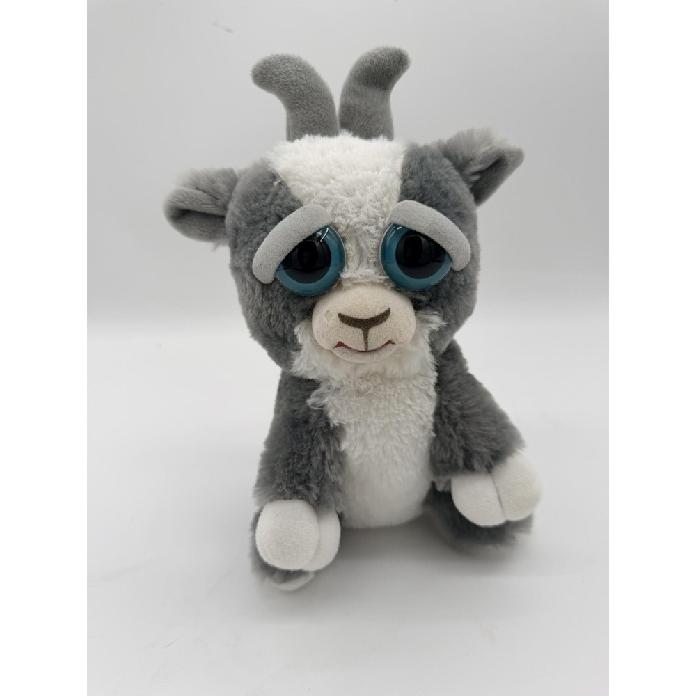 Feisty Pets Goat Plush Stuffed Animal Toy Small Gray White Blue Eyes Cute